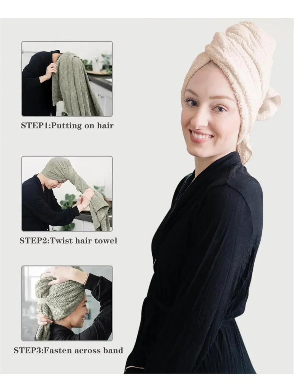 Super Absorbent Microfiber Hair Towels - Quick Drying Hair Wraps for Curly